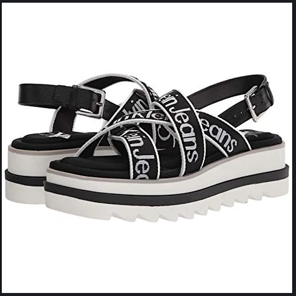 NEW Logo Calvin Klein Platform Sandals Sneakers Size 8.5 8